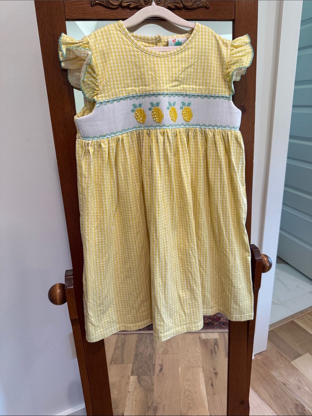 Girls Yellow Lemon Smocked Dress